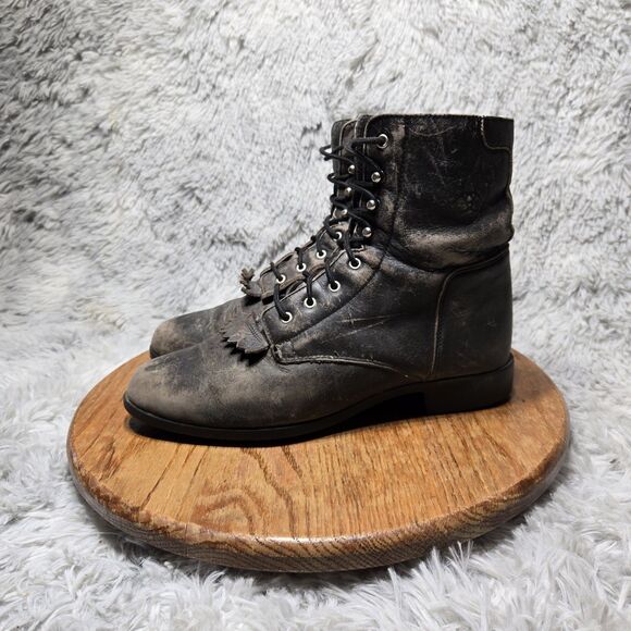 Ariat Heritage Paddock Womens 10 Mens 8 Black Leather Lace Up Combat Ankle Boots - Picture 16 of 16